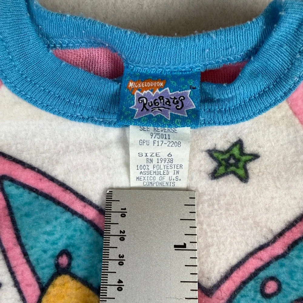 Vintage 1996 Nickelodeon Rugrats Fleece Zip Up Sleeper Pajamas Kid's Size 6 Pink